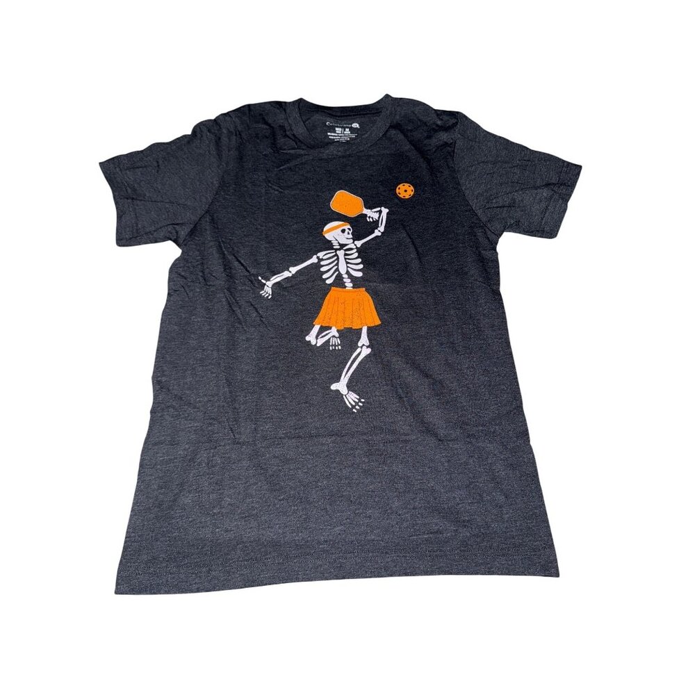Skeleton Pickleball Graphic T-Shirt Adult M Celebrate It Cotton/Polyester Blend